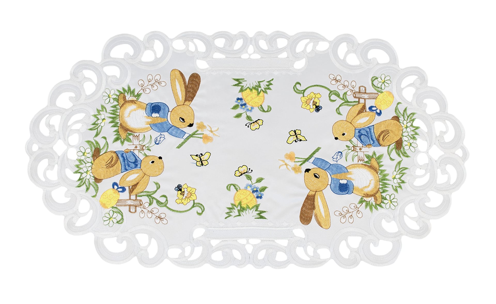 Easter Bunny on White Table Runner (27"/ 35"/ 53")