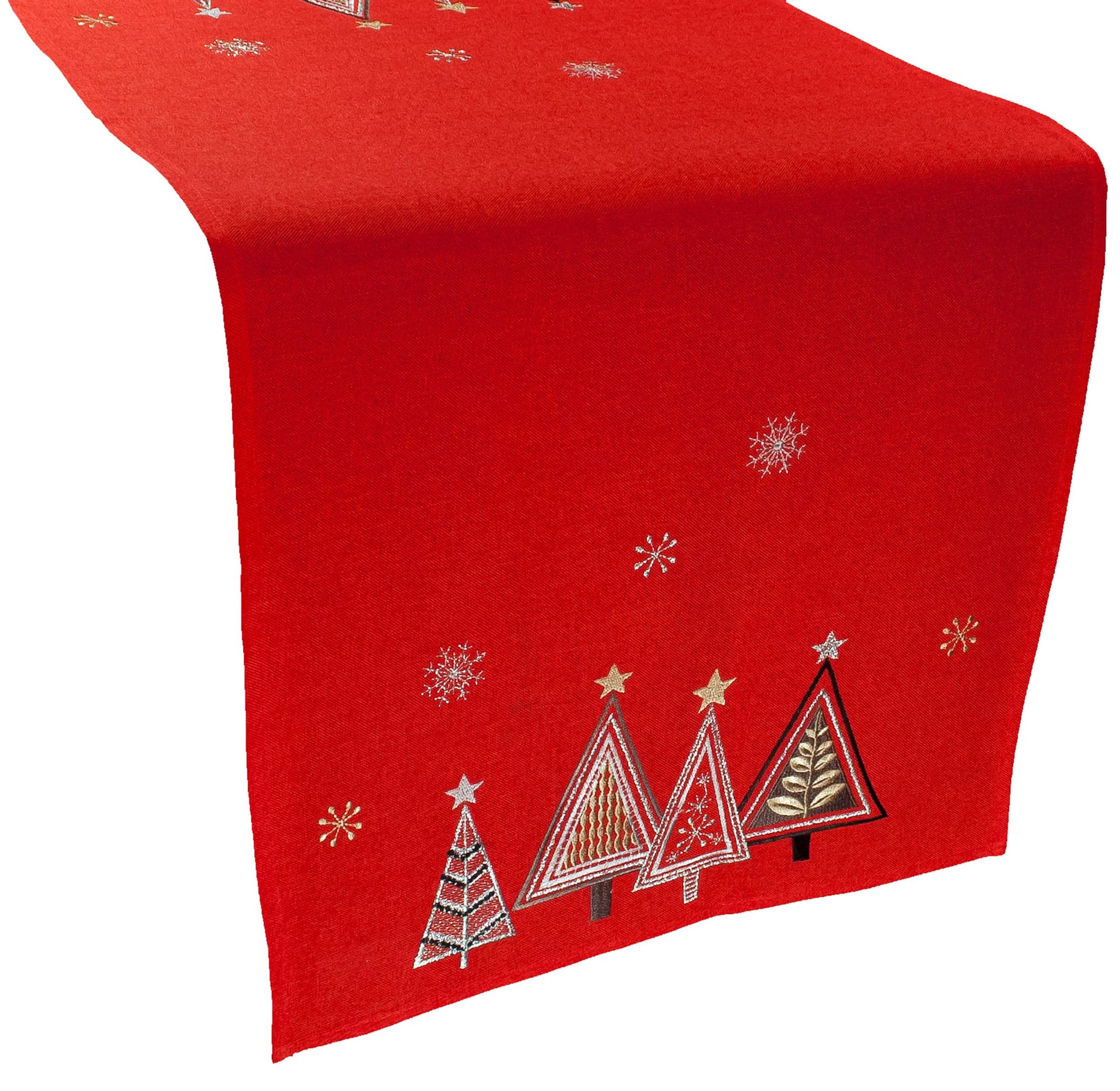 Red Modern Geometric Christmas Tree Table Runner