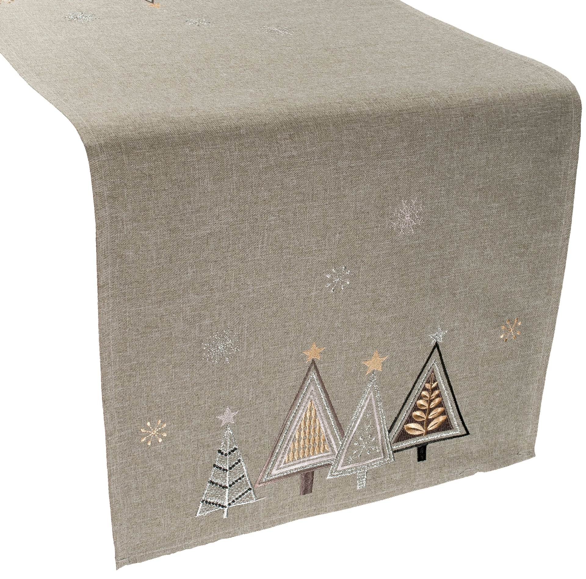 Gray Modern Geometric Christmas Tree Table Runner