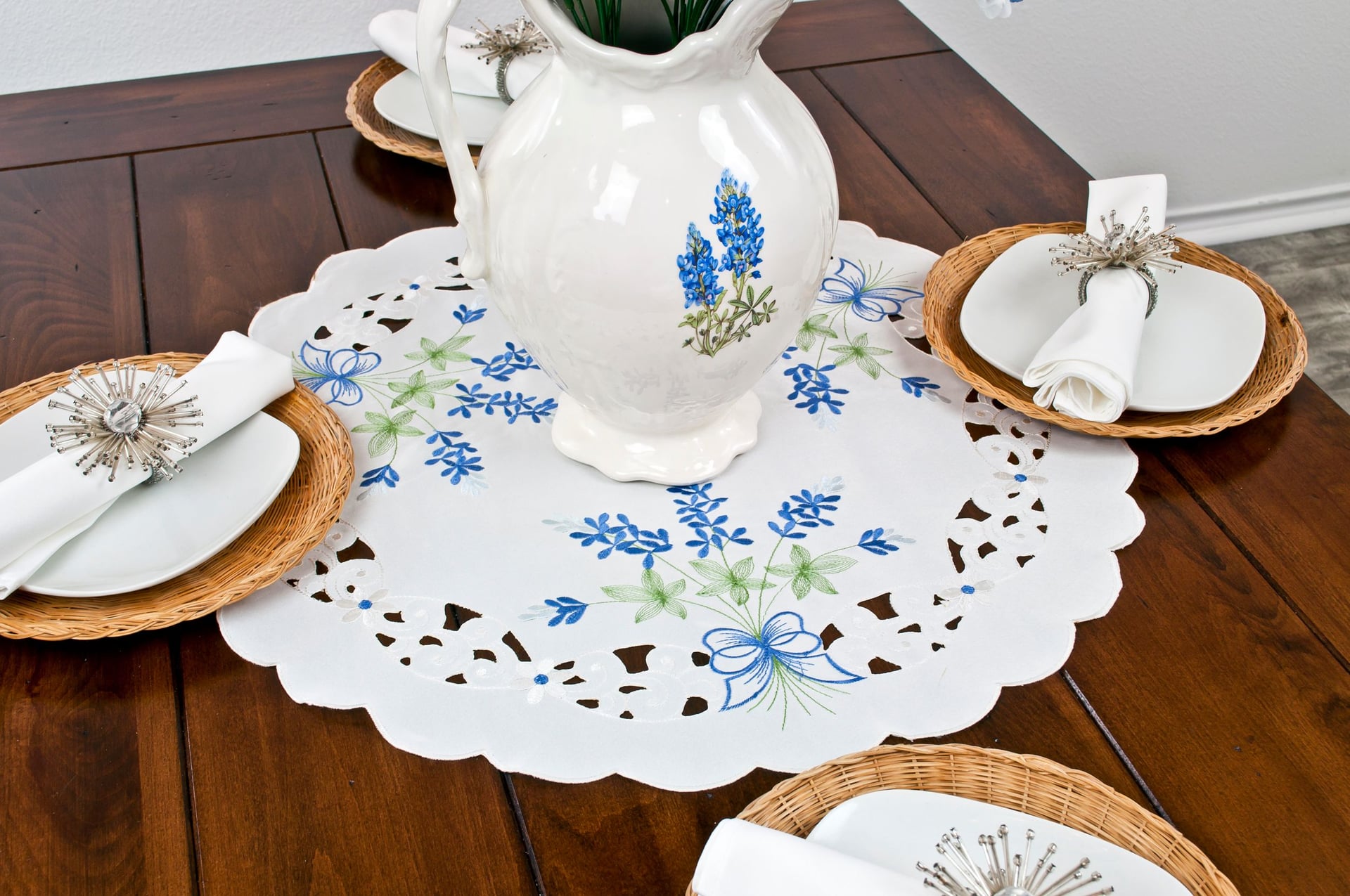 Blue Bonnet Table Topper/ Doily (23" RD/ 33" SQ)
